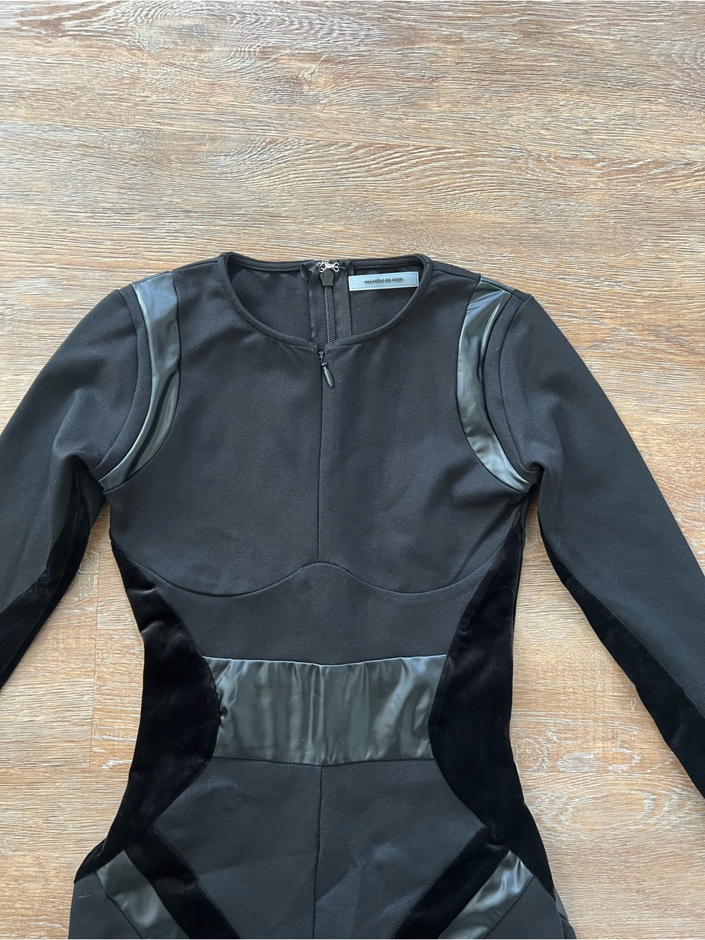 Manière De Voir Black Sculpted Long-Sleeve Jumpsuit | Size UK 8 US 4 - Picture 5 of 16